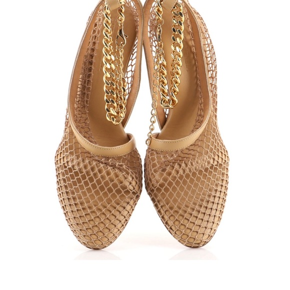 SALE!! Bottega Veneta Women's Stretch Chunky Chain Pumps Mesh w leather NWB - Picture 2 of 10